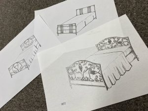 御田ロートアイアンのベッドフレームイラスト